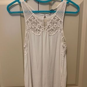 Crochet Detail White Tank Top